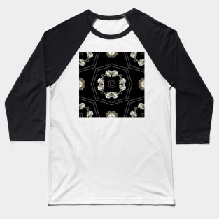 Black and White Geometric Fashion Print inspired by Beadwork Baseball T-Shirt